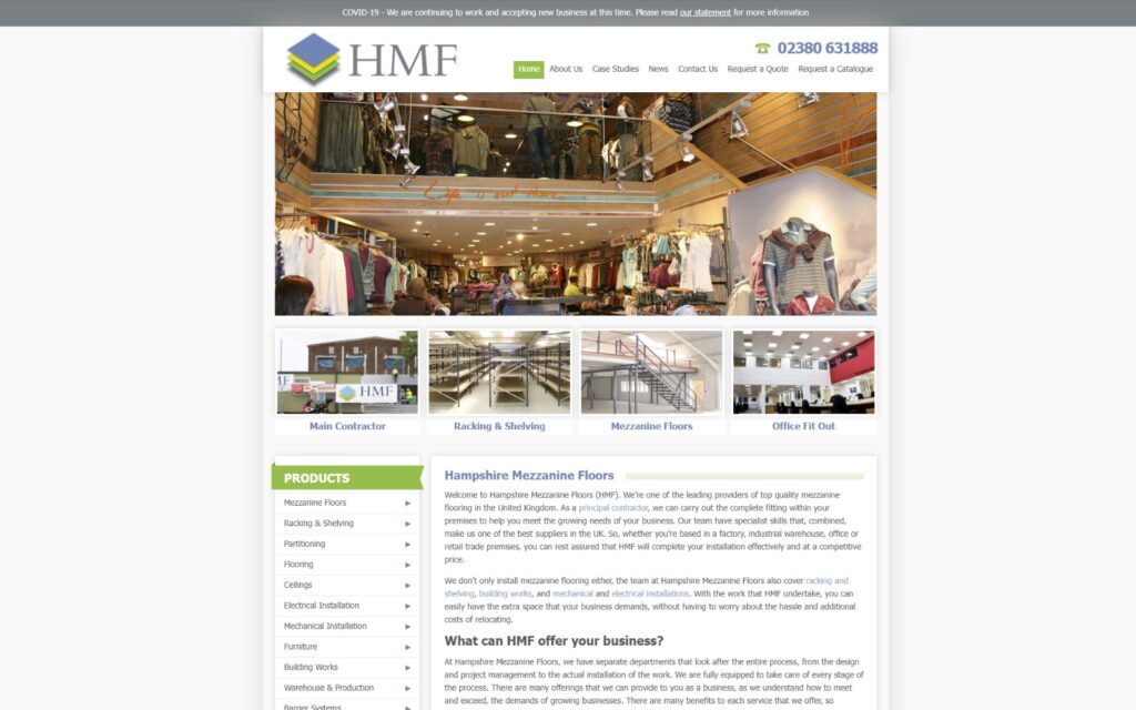 The old HMF website, before the rebuild.